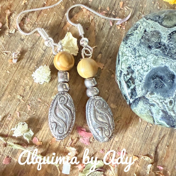 Alquimia Jewelry - Picture jasper and silver vintage style earrings